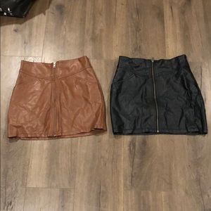 BUNDLE 2!! faux leather front zip skirts! H&M